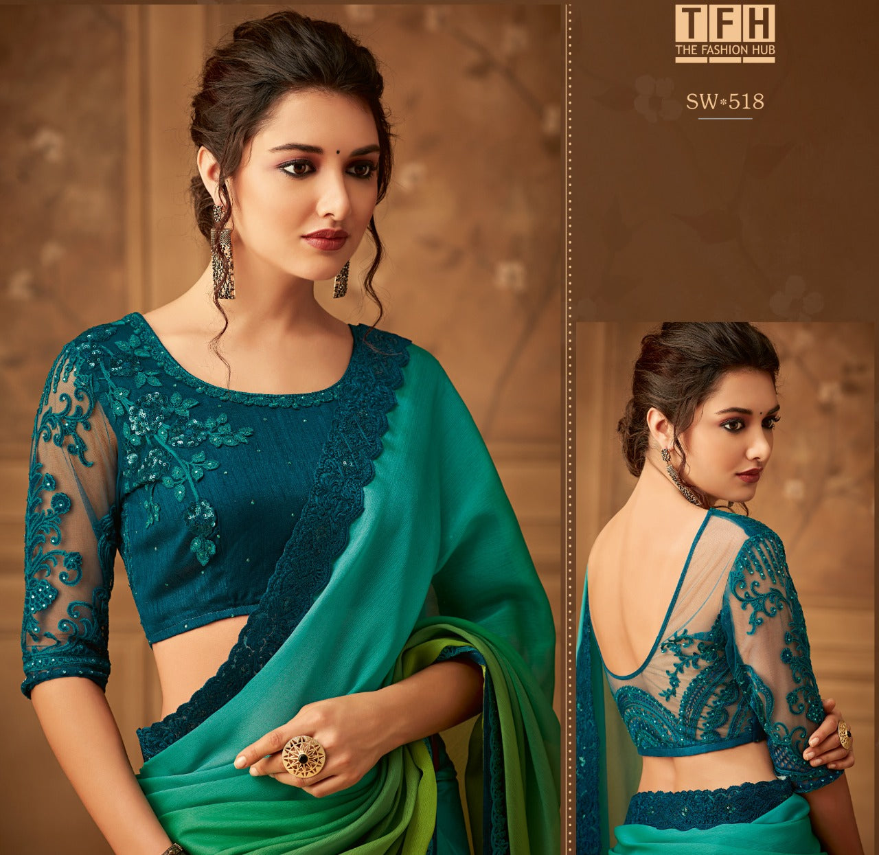 Party wear saree hot sale blouse neck designs