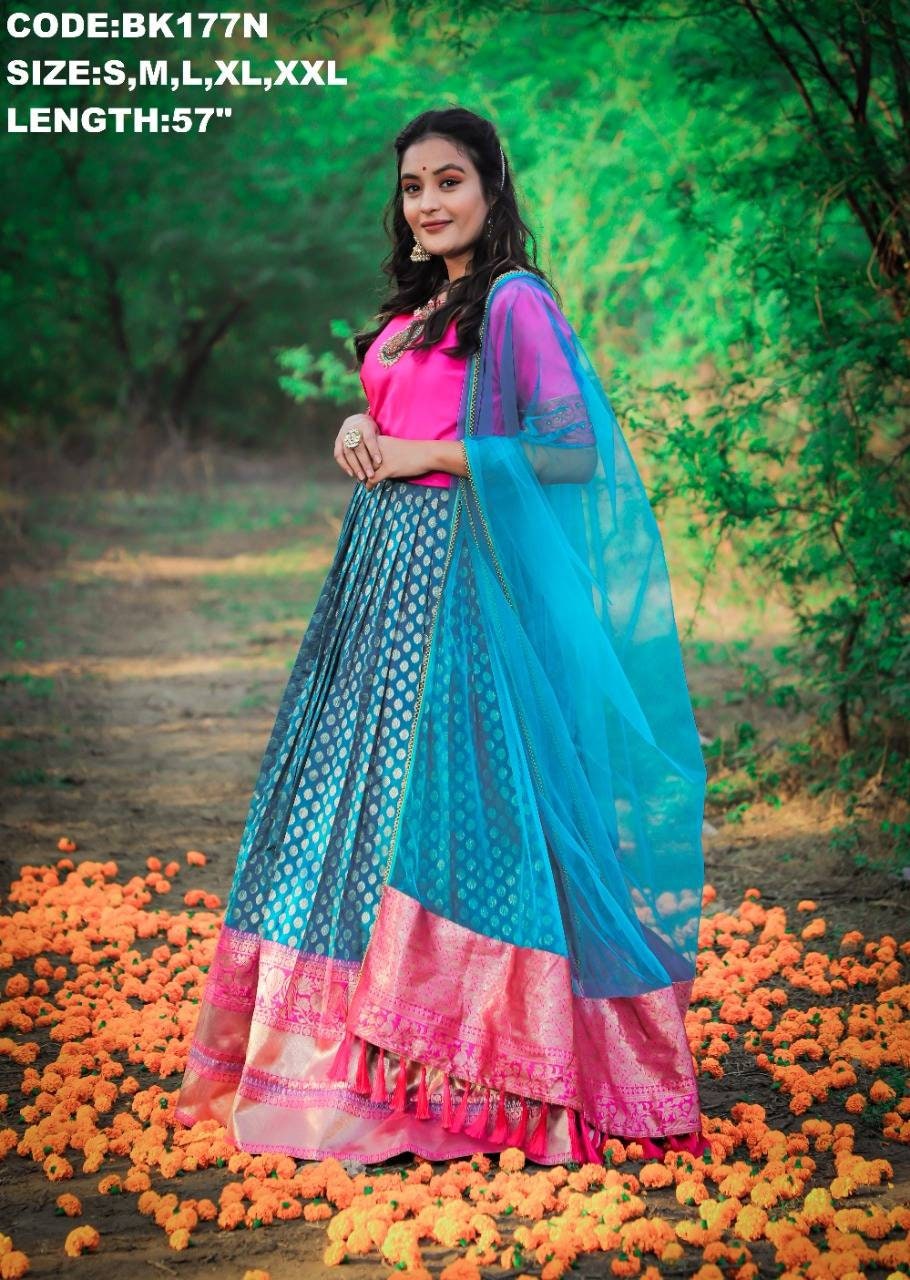 Pink and hotsell blue combination gown