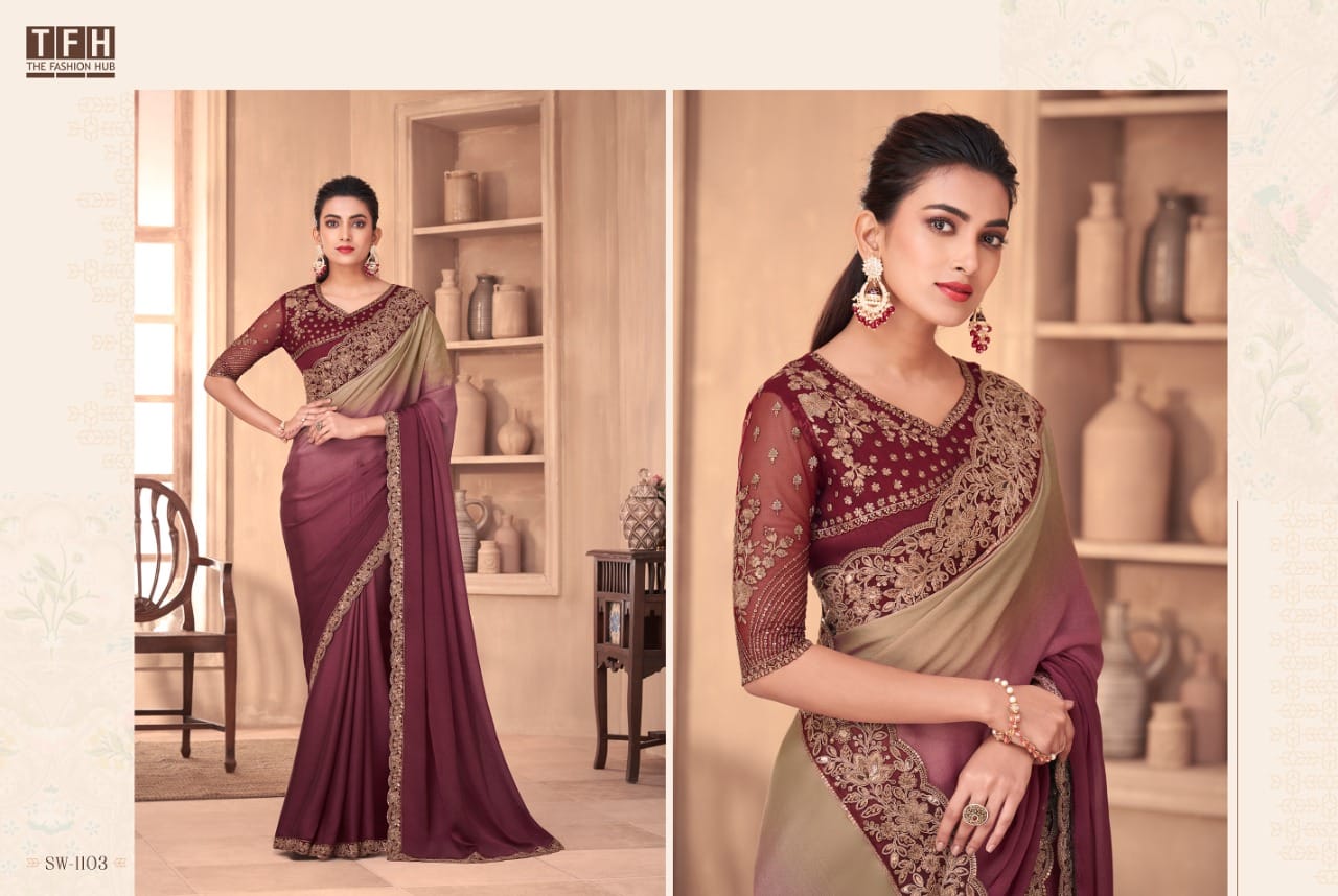 Beige Saree In Georgette With Heavy Embroidery And Maroon Blouse at Rs  1999.00 | Surat| ID: 2850387187362