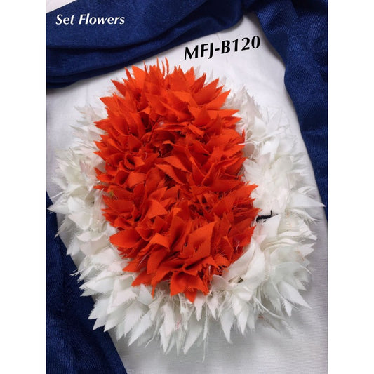 Satin Vani Flower for Bharatanatyam Kuchipudi Dance - orange and white