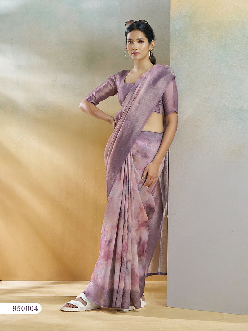 handloomed weaving koral silk saree - lavender hue