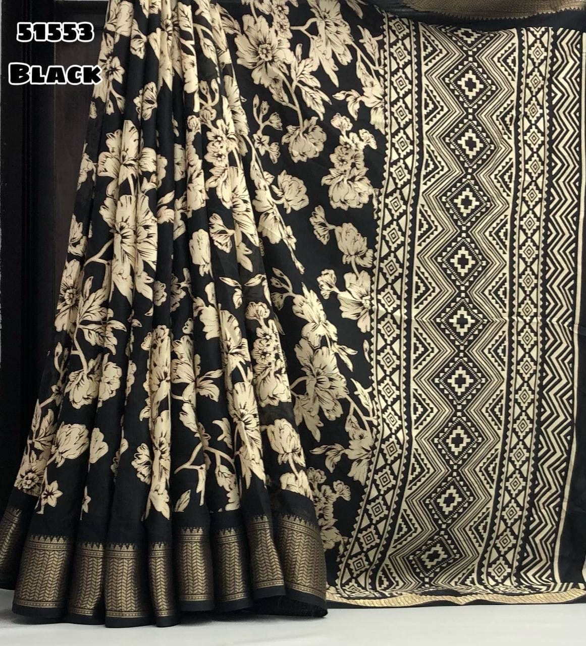 soft linen sarees - Black and white