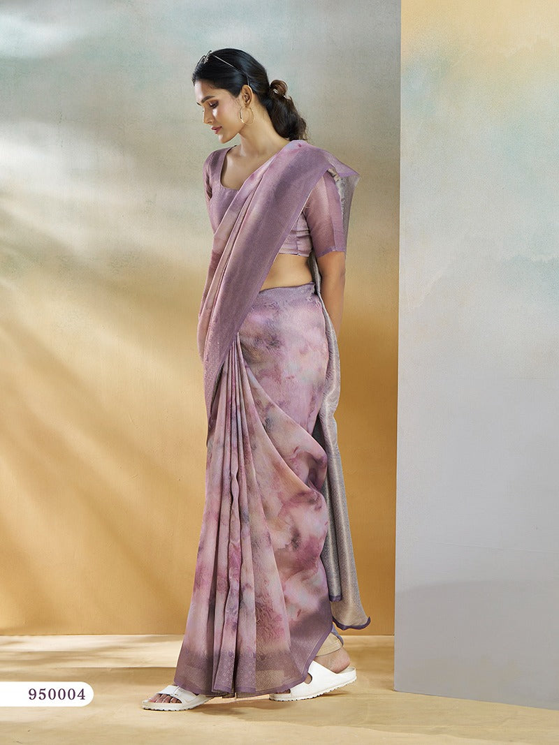 handloomed weaving koral silk saree - lavender hue