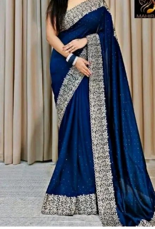 Soft Georgette Heavy Embroidered Work Saree