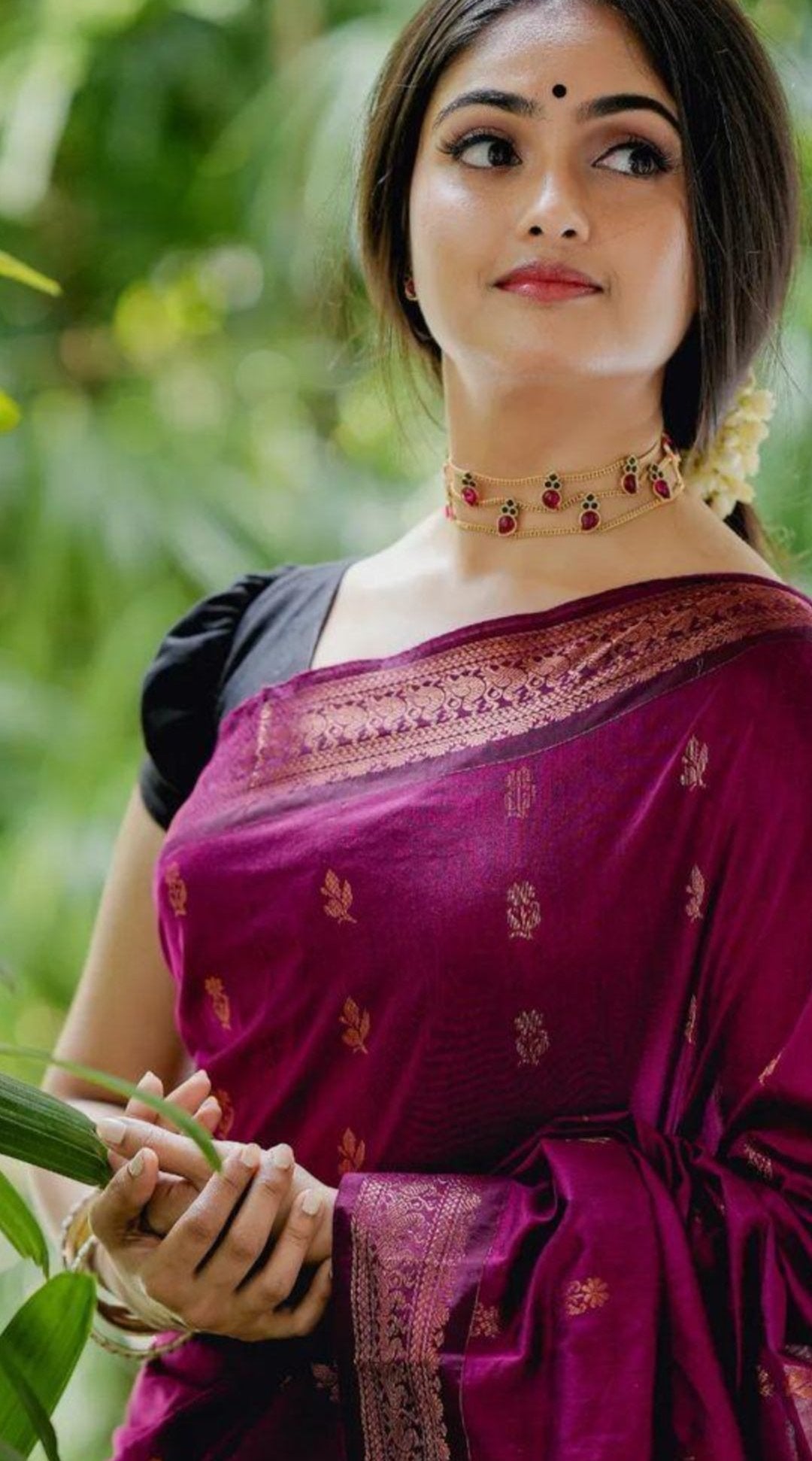 Attractive dark magenta kalyani cotton saree