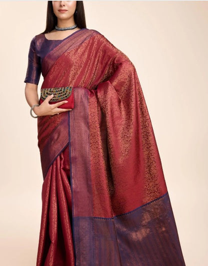 Soft silk - Jacqard Red sarees - Red