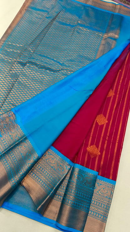 Pattu saree - Red and Blue