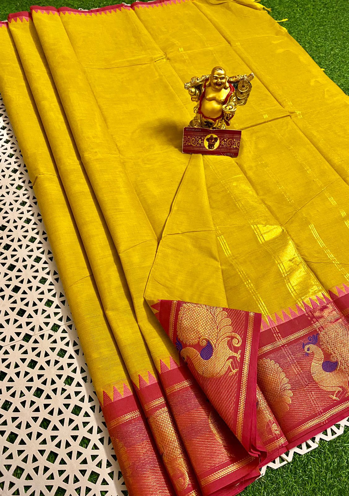 peacock border Kanchi cotton saree