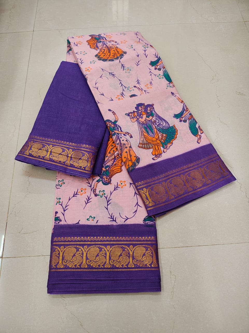 Printed Madurai Sungudi cotton saree