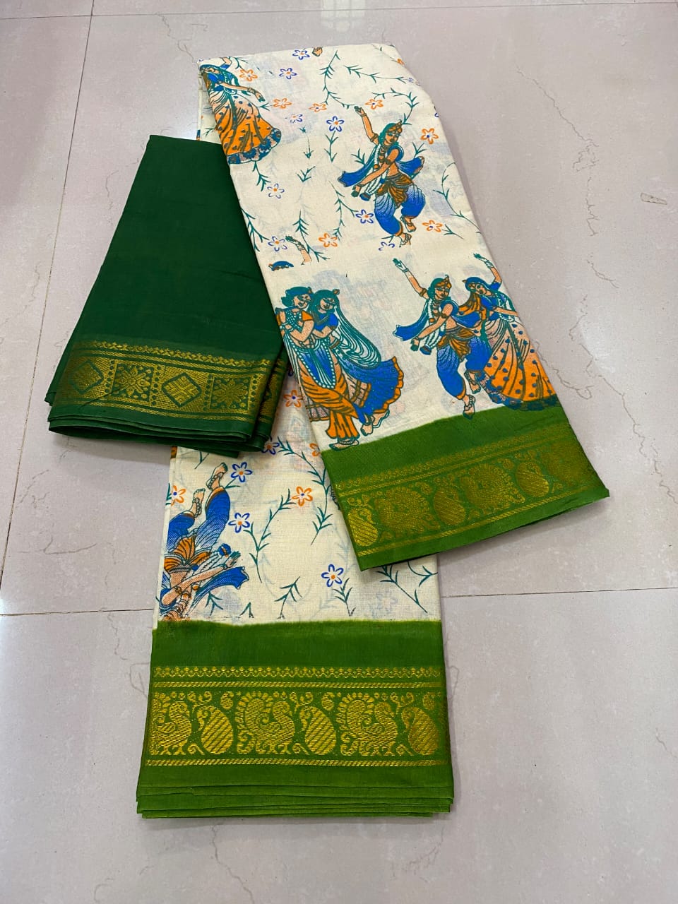 Printed Madurai Sungudi cotton saree