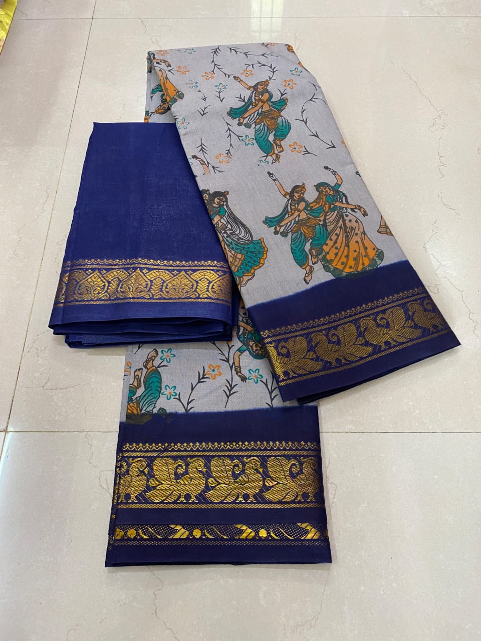 Printed Madurai Sungudi cotton saree