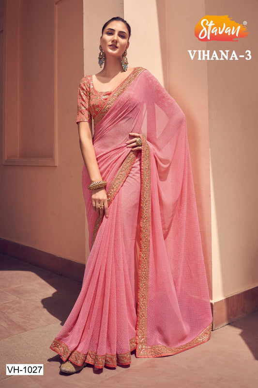 Pink Georgette Designer Saree