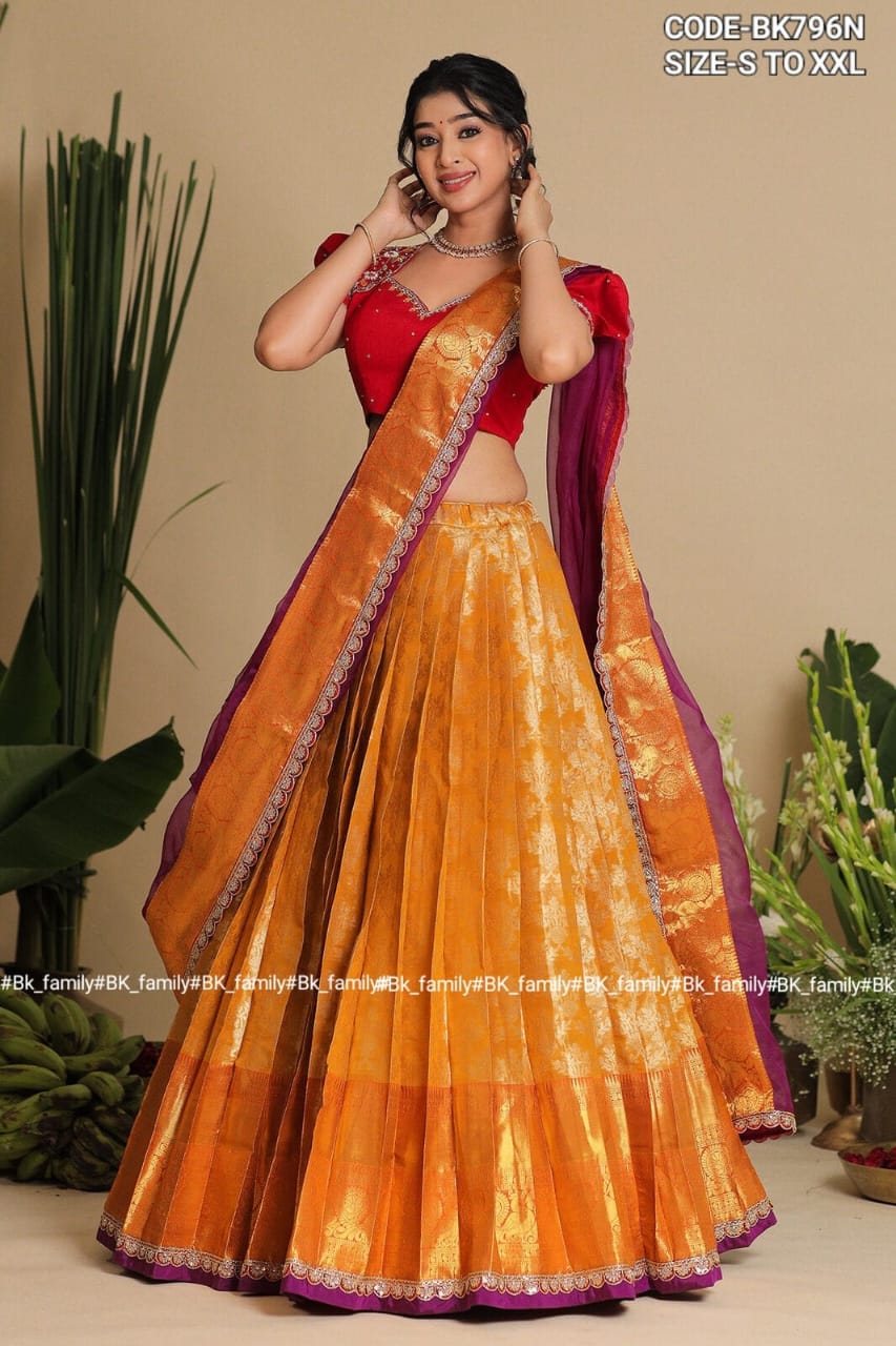 purple-yellow and red hue beautiful lehenga