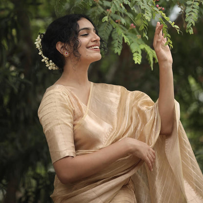 Golden Banarasi tissue saree