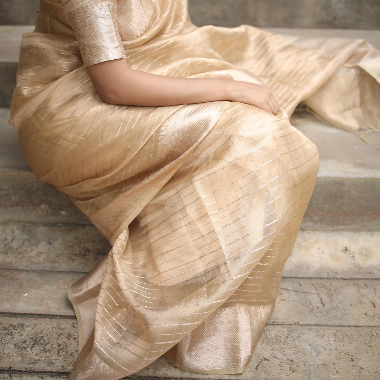 Golden Banarasi tissue saree