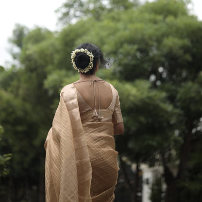 Golden Banarasi tissue saree