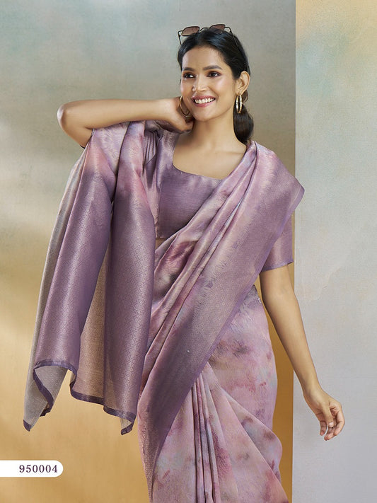 handloomed weaving koral silk saree - lavender hue