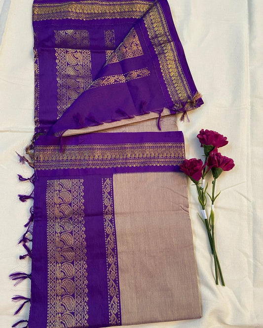 pastel dusk purple kalyani cotton saree