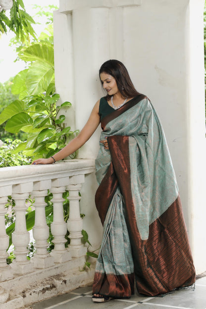 soft linen sarees - copper border