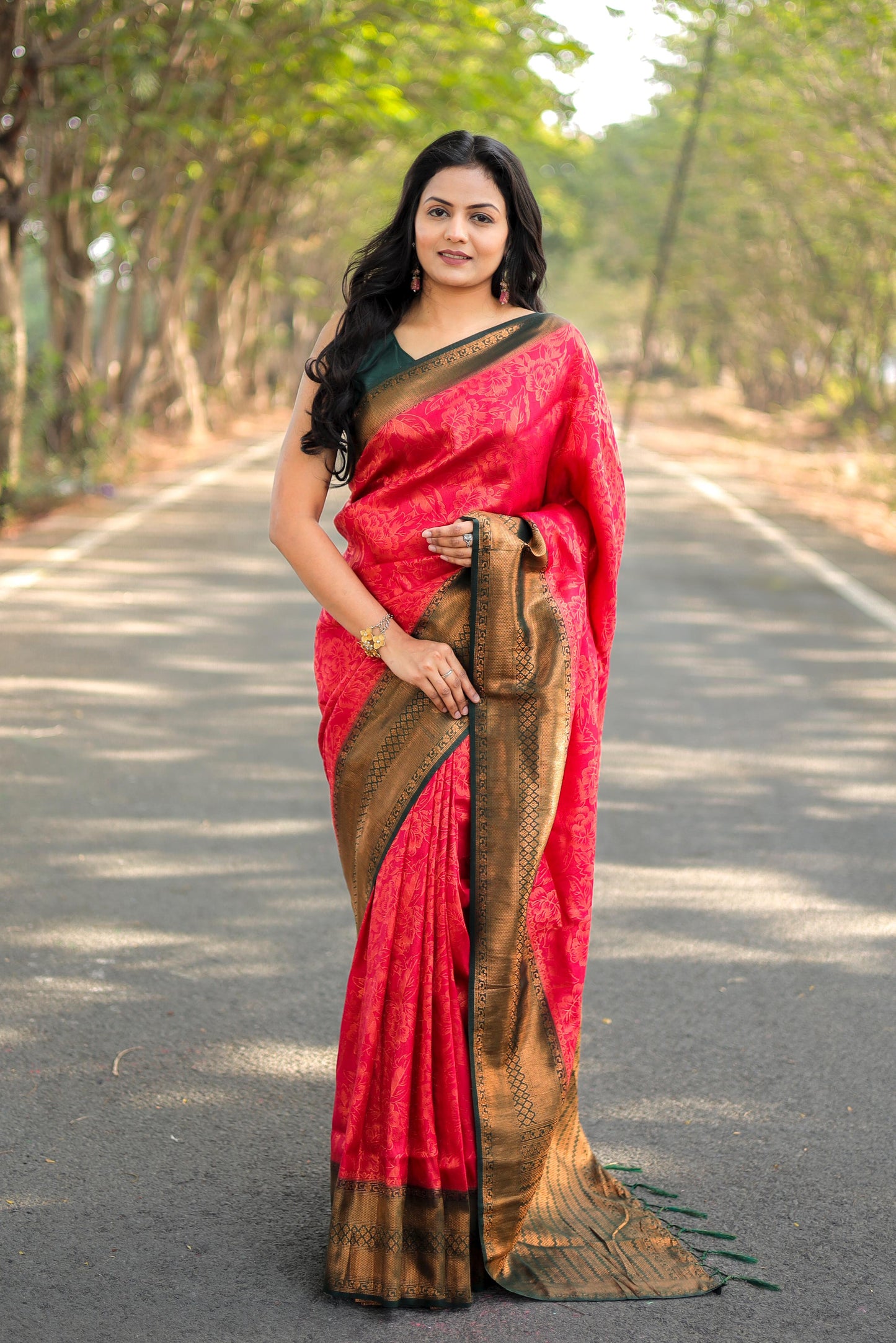 soft linen sarees - copper border