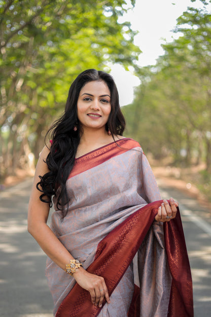 soft linen sarees - copper border