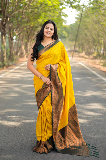 soft linen sarees - copper border