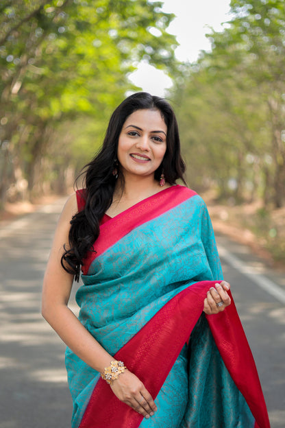 soft linen sarees - copper border