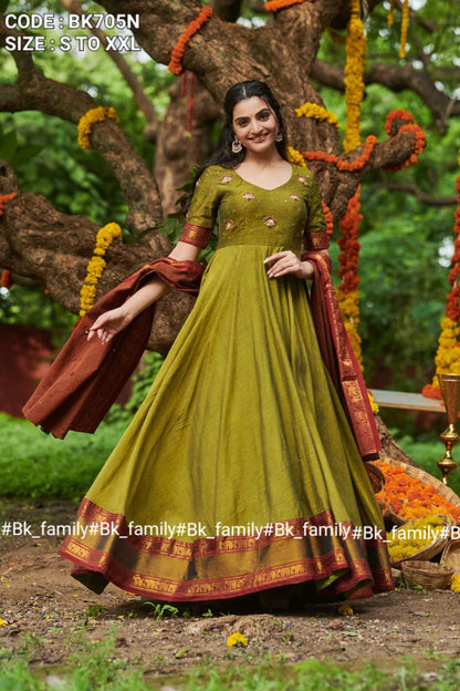 Pickle green anarkali gown