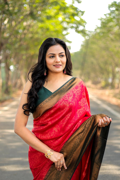 soft linen sarees - copper border