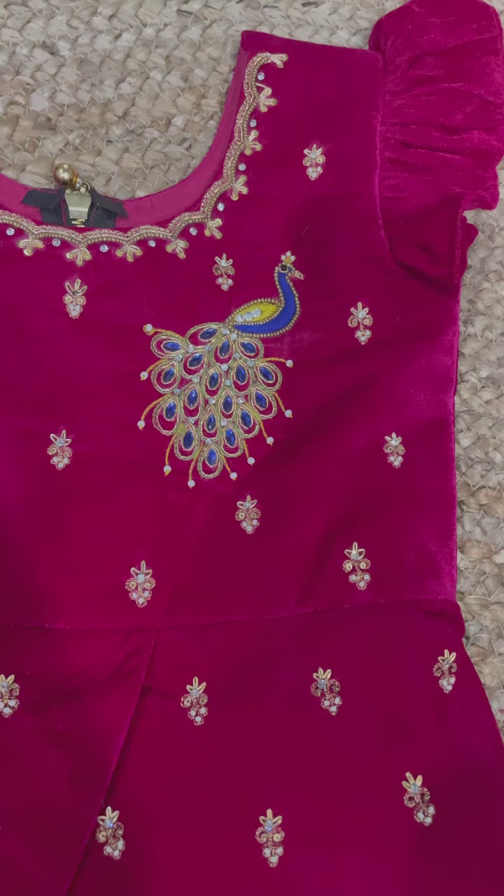 Kasu work on silk Fabric Kid Lehenga desings by Angalakruthi boutique  Bangalore Custom designs for kids … | Kids designer dresses, Kids blouse,  Kids blouse designs