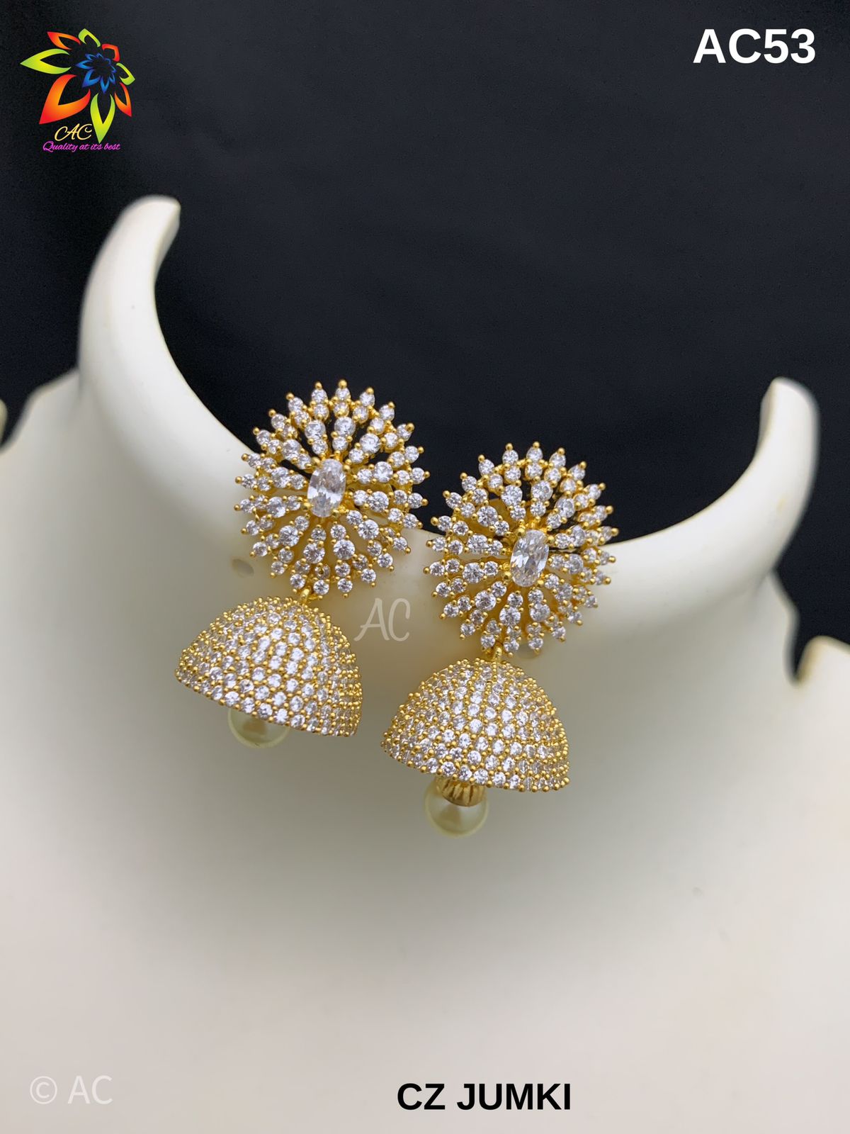 CZ gold finish small jhumka | indian Jewellery Jimiki set | Indian ear –  shakthistyles