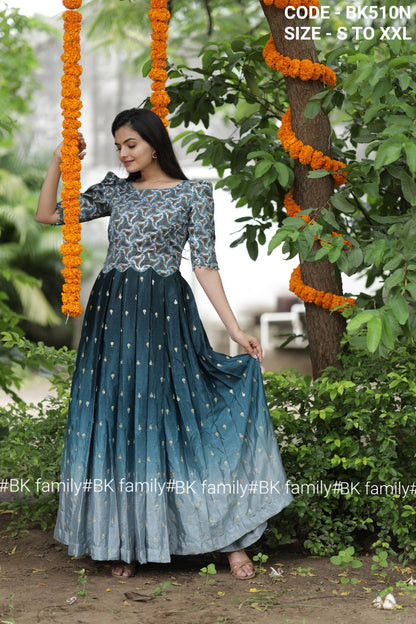 Blue Ombre Indian Gown - Long party dresses