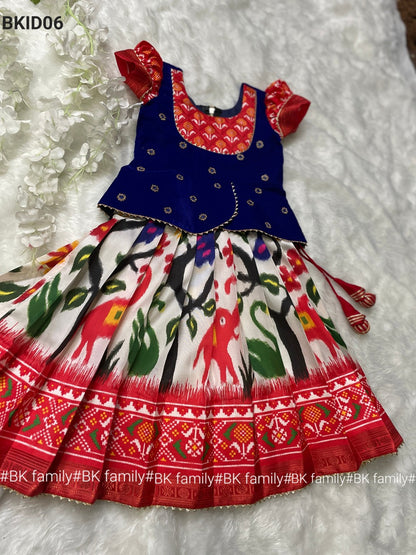 Pattu pavada - kids lehenga - girls pattu pavada - maggam work pattu pavada