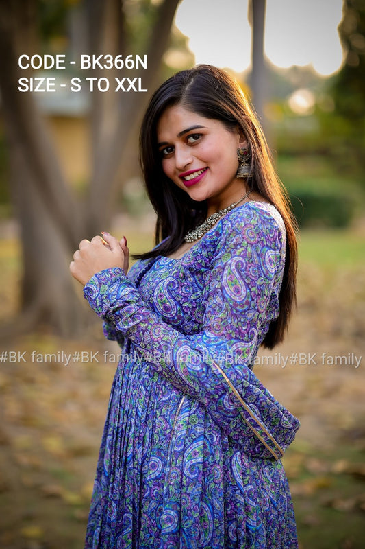 gorgeous Azure Blue Dress- indian party Anarkali shalwar