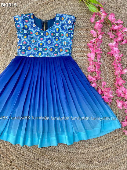 Blue indian girls frock, party dress, kids party gown, desginer dress