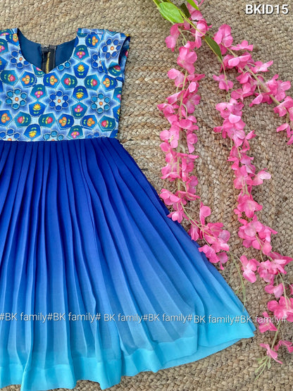 Blue indian girls frock, party dress, kids party gown, desginer dress