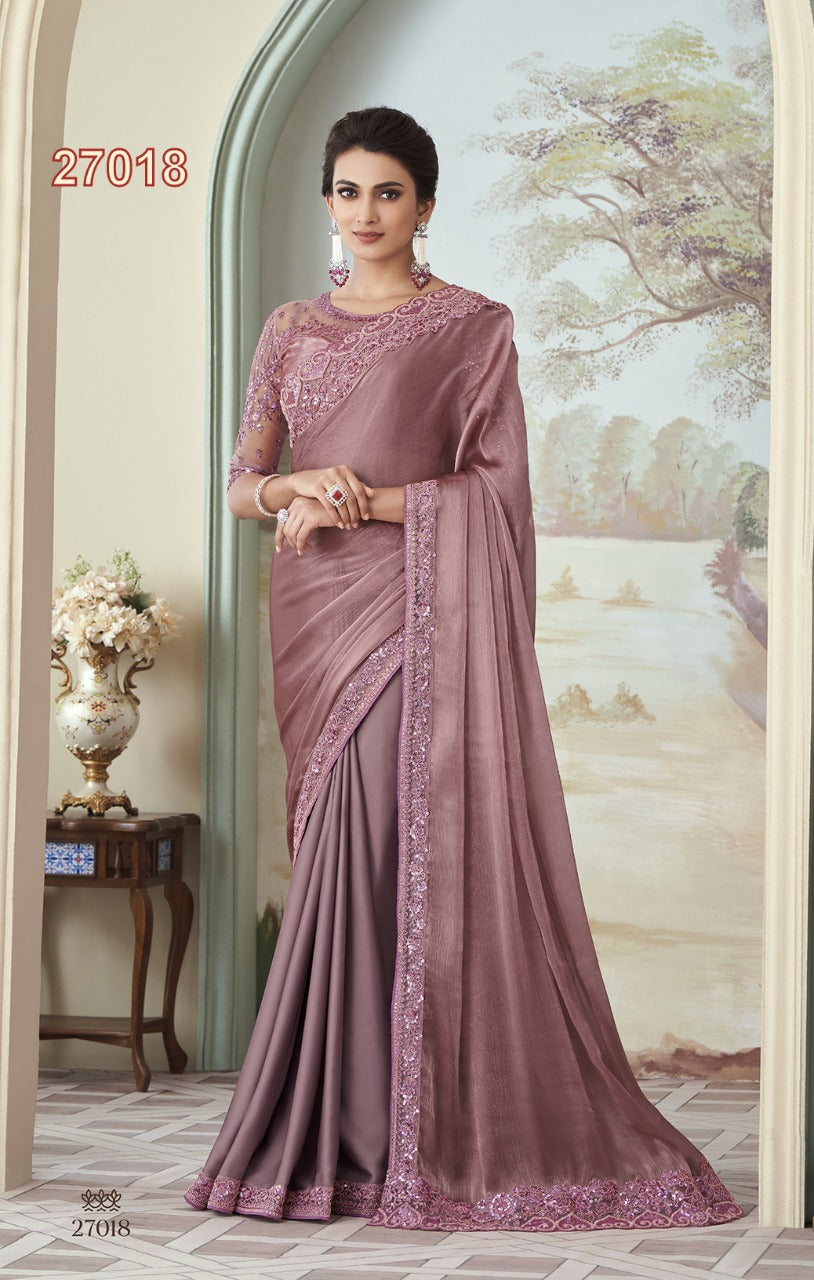 Onion Pink Wedding Wear Saree