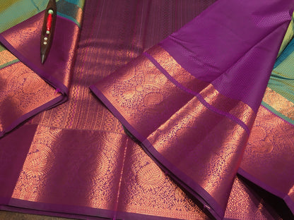 Rama blue with magenta handloom pattu sareee