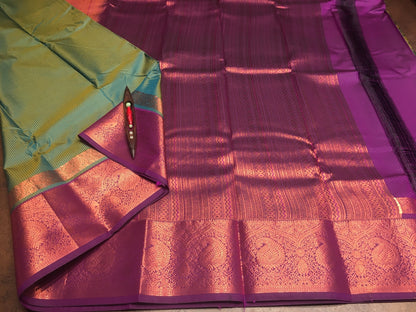 Rama blue with magenta handloom pattu sareee