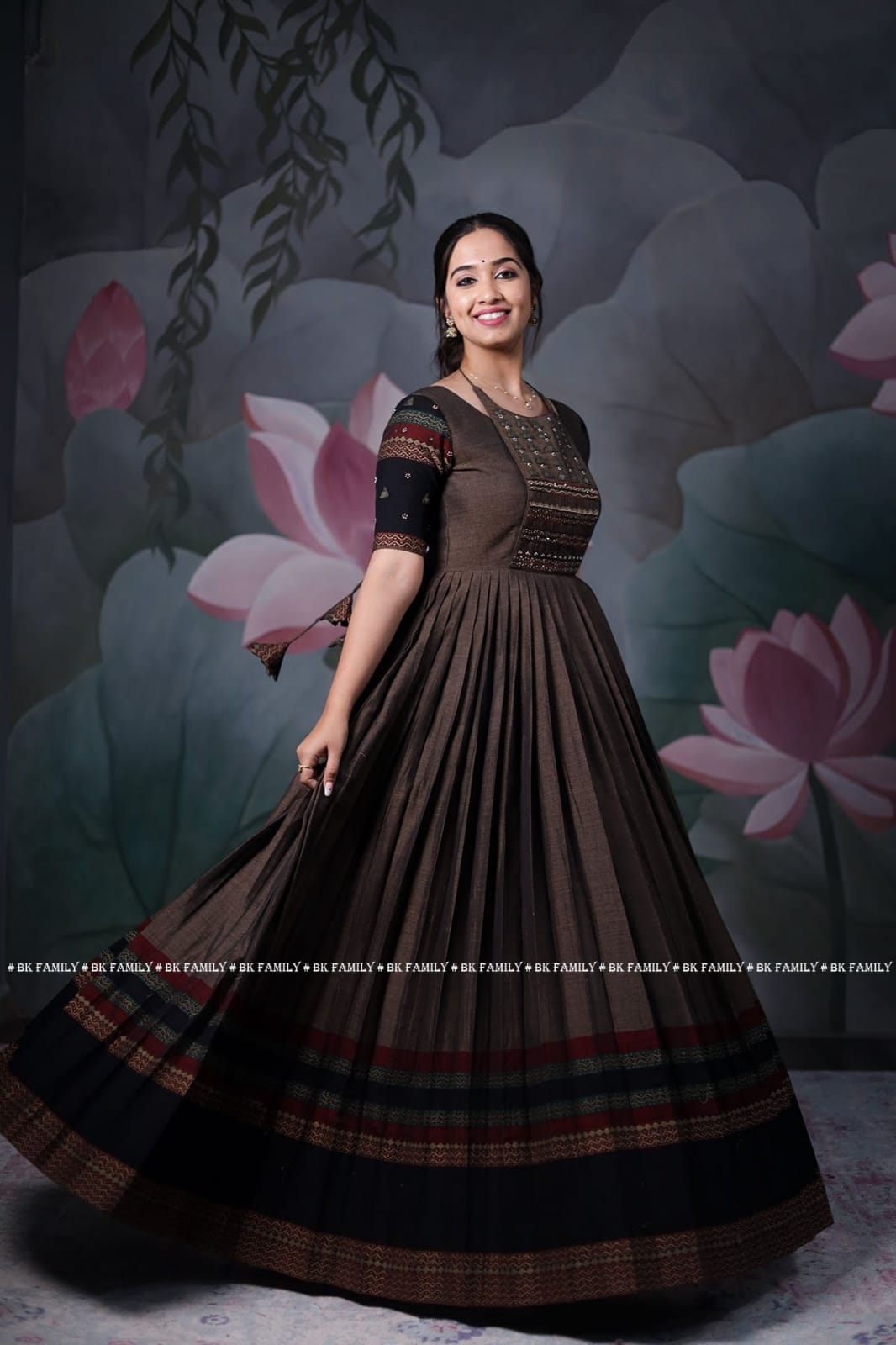 Red narayanpet handloom dress by The Anarkali Shop | The Secret Label