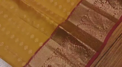 Yellow and Red traditional colours Kanchivaram silk saree - wedding silk - soft silk saree - Kanchipuram silk saree - silk mark certified