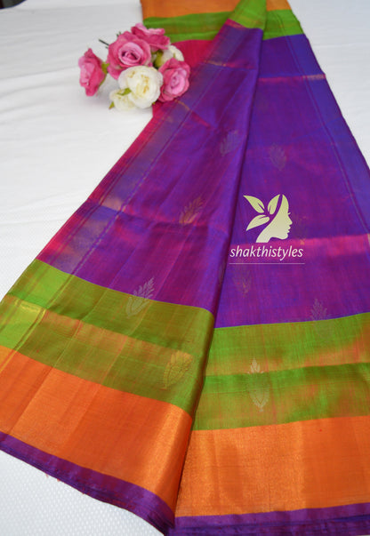 Pure uppada silk saree in pink and green and lightweight saree - saree for women - Indian saree