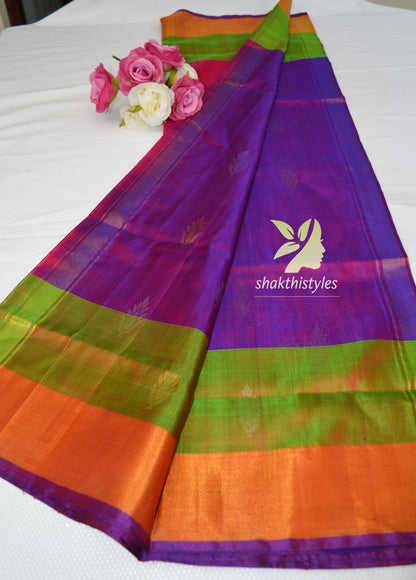 Pure uppada silk saree in pink and green and lightweight saree - saree for women - Indian saree