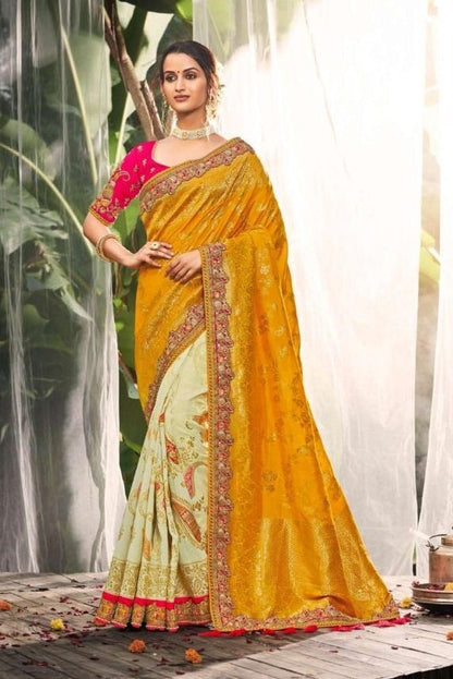 Luxury Designer saree - Doller silk party wear saree, Wedding saree, Embroidered saree, Bridal wear silk saree, christmas pary saree