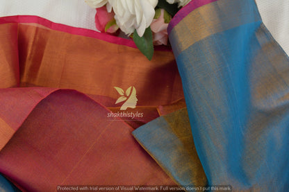 Uppada saree Tissue silk uppada saree - Sweet pink and blue saree for women