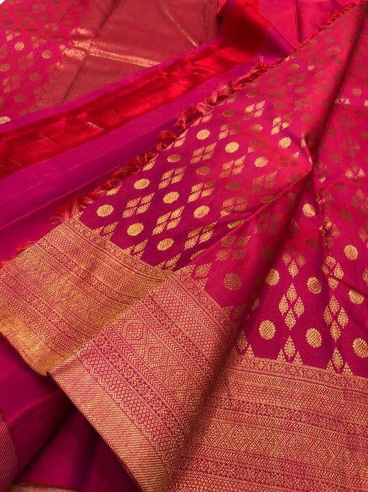 Kanchipuram Bridal pure silk - wedding silk - soft silk saree - onion pink saree for women - silk mark certified